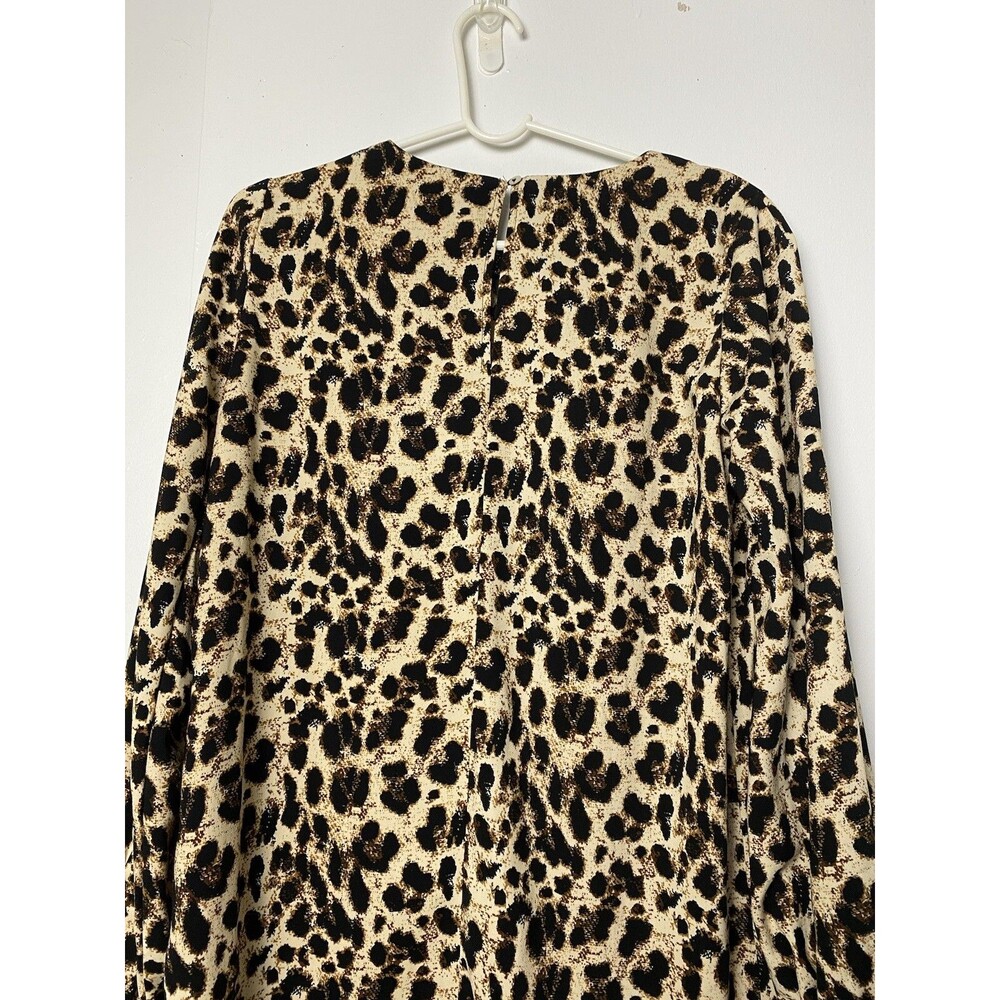 Reynah Couture Mini Dress Size 6 Cheetha Animal Print Balloon Long Sleeves - Picture 3 of 14